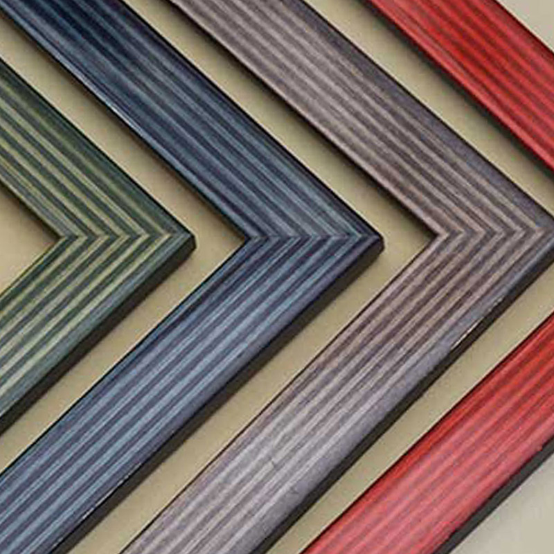 Thumbnail | Four Corner Samples for Striped Frames in Blue, Green, Grey and Red